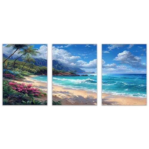 Decoration murale peinture mer et coucher de soleil pour une maison zen