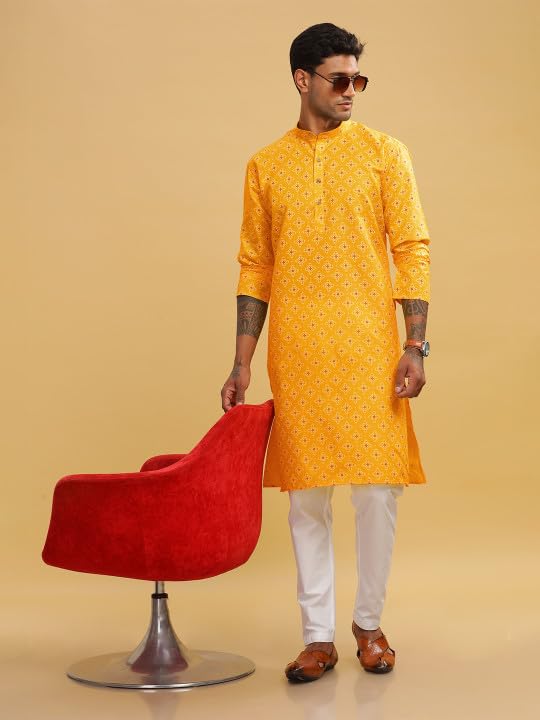 Image of BE ACTIVE Cotton Kurta for Men | Traditional and Classy Design | Indian Kurta | Full Sleeve Kurta