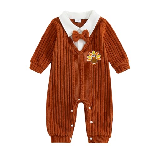 My First Halloween Baby Boy Outfit Newborn Pumpkin Romper Long Sleeve Lapel Jumpsuit Infant Fall Winter Clothes