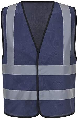 AYKRM 12 colour High visibility viz vest hi vis viz reflective safety vests for men (XS-8XL) (X-Large, Navy)