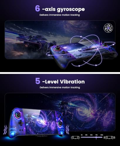 Image of Gammeefy JC400 Gen 2 Switch 2 Controller - Hall Effect Joysticks & Enhanced Grip - One Piece Switch Joypad Replacement Switch 2 Pro Controller with RGB Lighting, Turbo, Macros - Starry Sky, 7.9 inch