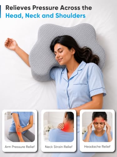 Image of FOVERA Side Sleeper Pillow with Arm Hole - Shoulder Relief Memory Foam Pillow for Neck & Shoulder Pain, Ergonomic Arm Support Pillow for Side, Back & Stomach Sleepers (Dual Color)
