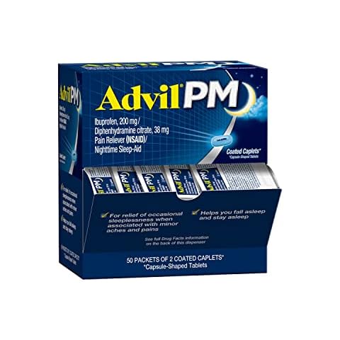 Advil PM Pain Reliever and Nighttime Sleep Aid, Pain Medicine - 50x2 Coated Caplets Cover