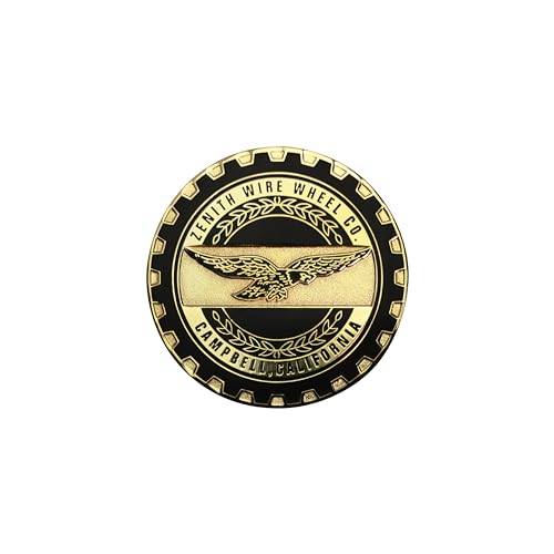 Image of Zenith Gold & Black Metal Wheel Chip Emblem (Single) | 24K Triple Gold Plated Solid Metal Wheel Chip Emblem, 2.25 inch | for Lowriders with Cut or Recessed Knock Off Spinner Caps