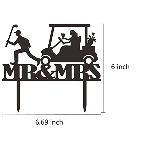 Golf Wedding Cake Topper, Funny Golf Theme Wedding Cake Topper - Groom Run Ahead And Bride Rides Golf Cart Chased - Mr And Mrs Cake Topper #TOP5
