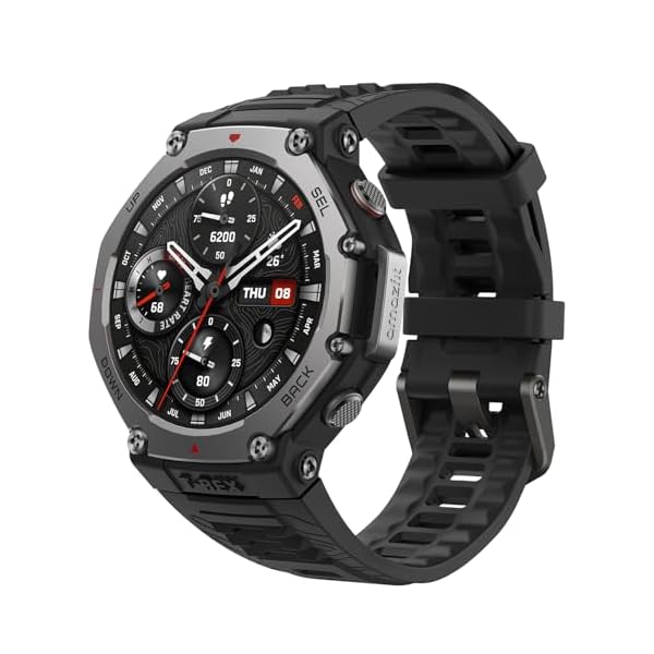 Amazfit T-Rex 3 Rugged/Military Smart Watch 48mm, GPS (with Privacy), Offline Maps, Long Battery Life,328 Feet Water-Resistant, 170 Fitness/Sport Modes, AI, Voice Control, for Android or iPhone, Black