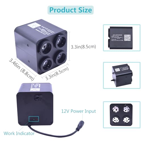 Image of 36W 4-Head 4 Color RGBW Twinkle Fiber Optic Lights, Starlight Headliner Kit with Total 1200pcs*0.75mm /0.03in 13.1ft Optical Fiber Cables+Remote and APP Control for Car and Home Interior Decoration