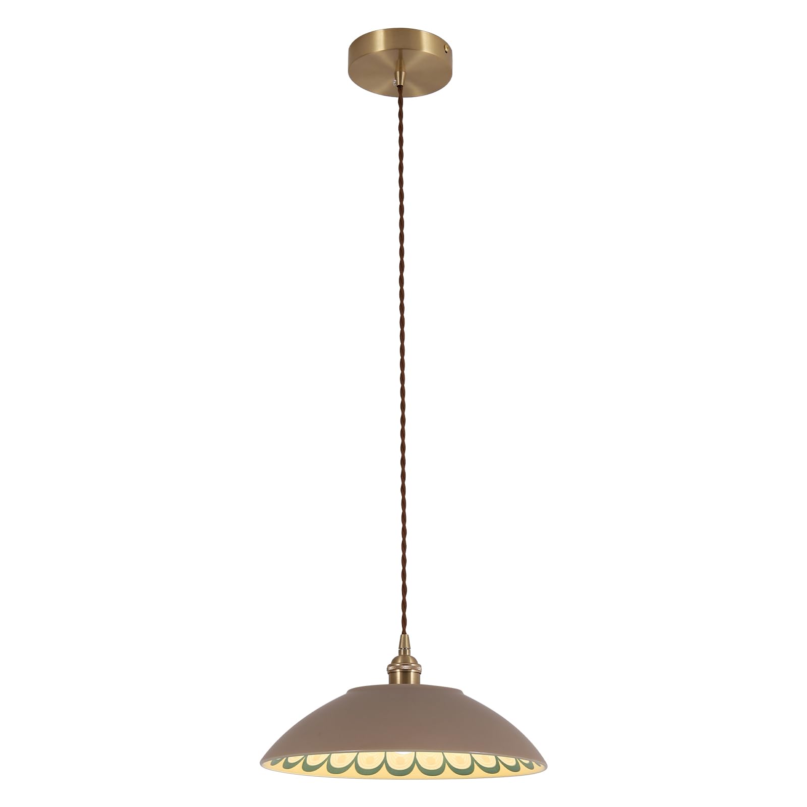KHUKHU Wabi-Sabi Ceramic Pendant Light,Blue and White Pattern for Living Room Dining Room Kitchen Island(C)