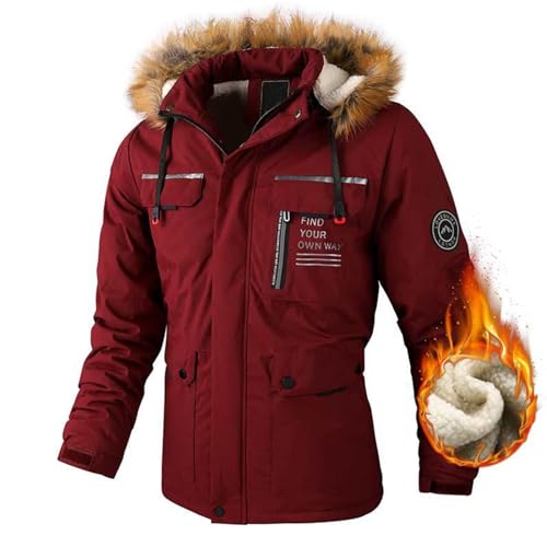 Parka d'hiver homme chaude et étanche avec capuche protectrice