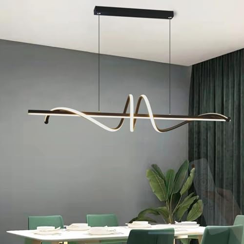 Lámpara colgante lineal LED regulable de 100cm en color negro con mando para comedor
