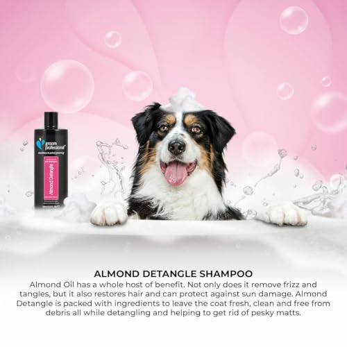 GROOM PROFESSIONAL Almond Detangle Hundeshampoo - Entwirrendes Shampoo für Hunde - Hundeshampoo Gegen Geruch - Beseitigt Verfilzungen & Verknotungen - Für Verfilzte & Verknotete Mäntel, 450ml