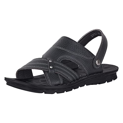 Men's Two Wear Buckle Strap Casual Open Toe Flat Soft Bottom Breathable Shoes ls Men Shoes Black 43