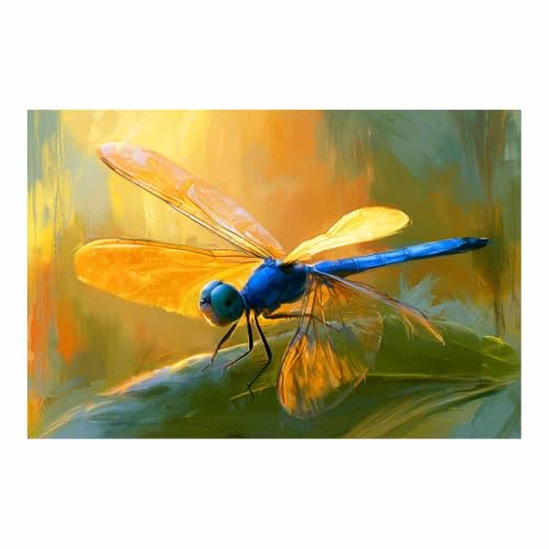 Art mural sur toile libellule multicolore 40x60cm pour salon et décoration