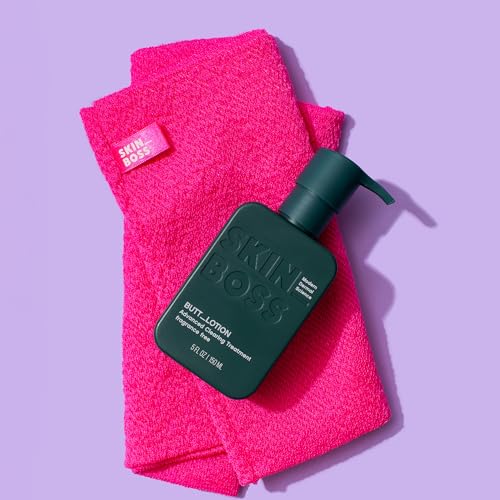 Brilliant Booty Kit | Butt Acne Clearing Lotion and ExfoliMATE Magic Body Exfoliating Cloth for Soft & Young Skin (Purple) by Green Heart Labs