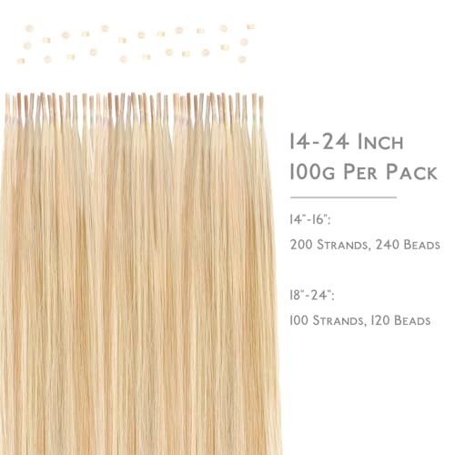 Image of WENNALIFE I Tip Hair Extensions Human Hair, 50g 50s 22 Inch Dirty Blonde Highlighted Bleach Blonde Remy Itip Human Hair Extensions Invisible Itips Straight I Tips
