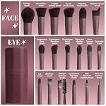 BS-MALL Makeup Brush Set 18 Pcs Premium Synthetic Foundation Powder Concealers Eye shadows Blush Makeup Brushes with black case (D-Brown) - Image 2