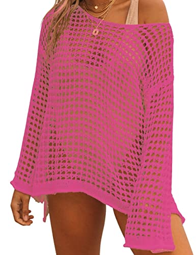 Image of Bsubseach Crochet Cover Up Women Sexy Hollow Out Swim Coverup Summer Outfit | Long Sleeve Beach Cover Up, One Size Fits All, Flattering for All Body Types, Chic Crochet Top, for Vacations & Lounging