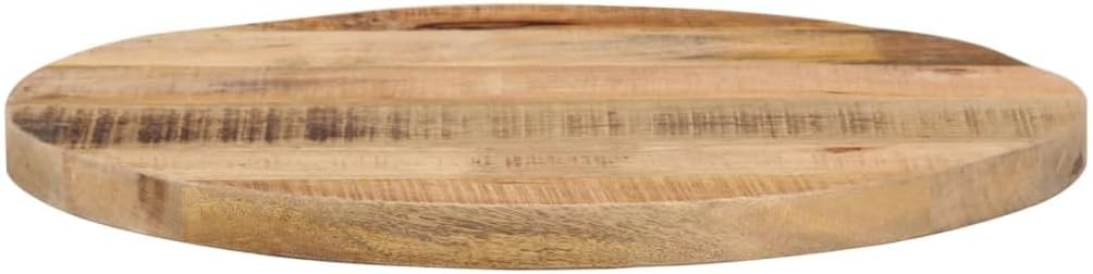 24" Round 1" Thick Mango Wood Tabletop, Rustic Butcher Block, Natural Brown, No Assembly