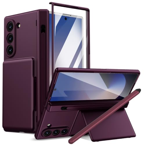 Coque Samsung Galaxy Z Fold 5 bordeaux avec support et stylet inclus
