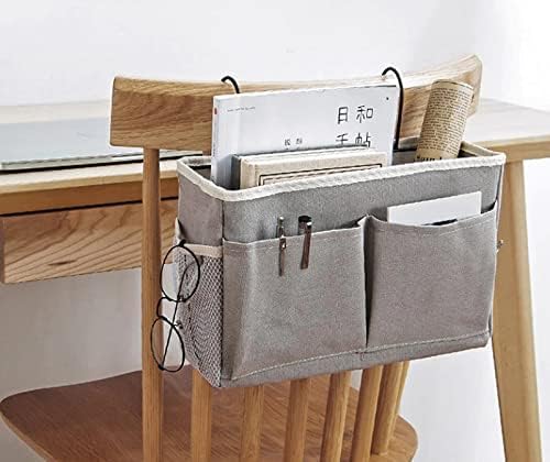 Bedroom Accessories Hanging Bedside Caddy, Bedroom Organiser Dorm bed hanging basket Hostel Essentials, Bed Side Storage Organiser Multipurpose cloth hanging shelf-image-9