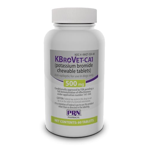 KBroVet-CA1 (Potassium Bromide) chewable Tablets for Dogs, 500 mg, 60 Chewable Tablets