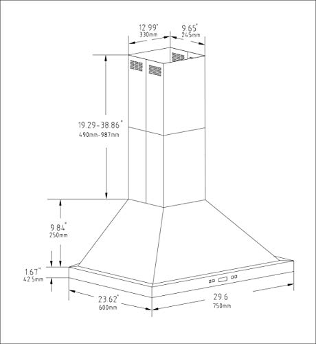 Cavaliere 30" Island Mounted Stainless Steel Kitchen Range Hood 900 Cfm Sv218B2-I30 #TOP4