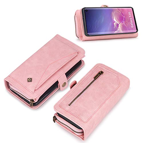 Funda de cuero para Samsung Galaxy S10 con cierre magnético rosa