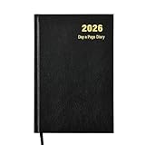 Agenda 2020 A5 de un día por página, tapa dura y marcador de cinta, planificador anual para negocios, oficina, hogar, viajes, organización, citas (negro)