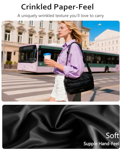 BAGSMART Travel Crossbody Purses for Women, Small Water Bottle Cross body Bag, Puffy Hobo Handbag with Water Bottle Pocket4