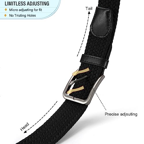 Image of DOOPAI Braided Stretch Belt for Men, Elastic Woven Belt, casual Fabric Golf Belt, 1 3 /8 inch for golf pants jeans, Gift Box