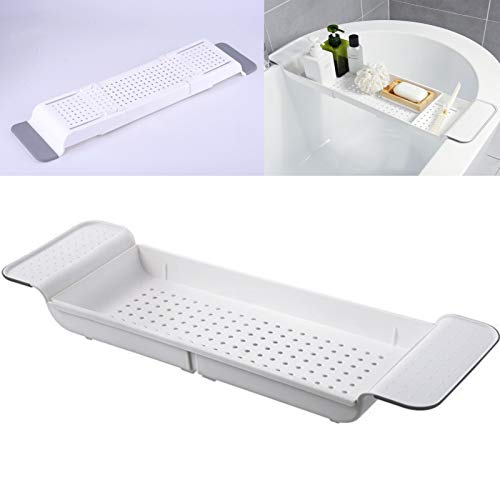 Besportble Expandable Bath Shelf Non Slip Grip Bath Tubs Shelf Adjustable Plastic Bathtub Caddy Bathtub Tray Over The Clawfoot Tub Rack For For Kitchen Bathroom Toilet White #TOP3
