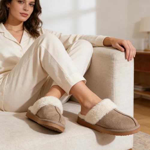 Image of Litfun Women's Fuzzy Memory Foam Slippers Fluffy Winter House Shoes Indoor and Outdoor