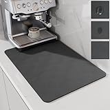 LIMNUO Kaffeematte, Kaffeemaschinenmatte für Arbeitsplatten, saugfähige Geschirrtrocknungsmatte für Küchenarbeitsplatten, Unterlage für Kaffeemaschinen, Kaffeemaschine (Grey, 60 x 40 cm)