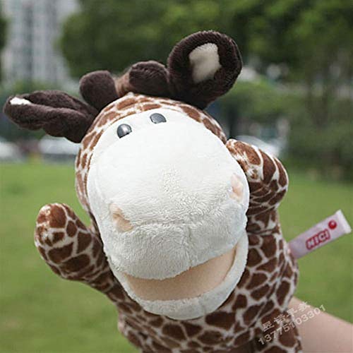 Burattini Bocca Grande tridimensionali Giocattoli for Bambini dinamici Bocca burattino di Mano Animale di pezza Lupo Guanti Early Learning Peluche (Color : Giraffe (Mouth Can Move), Size : 25cm)