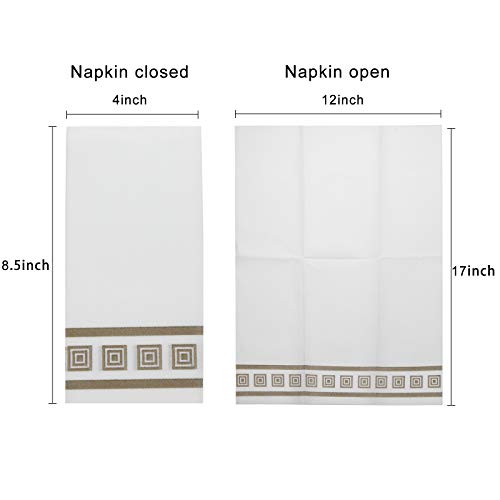 Fete Decorative Hand Towels, Gold Design 200 Disposable Linen-Feel Guest Towels – Formal Dinner, Anniversary, And Wedding Napkins For Tables, Guestrooms, And Restrooms - 8.5X4-Inches Folded #TOP2