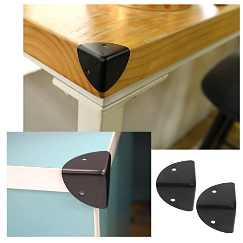 Image of Create idea 8PCS 39mm Corner Angle Brace Protectors Scalloped Metal Right Angle Corner Guards for Wooden Box Desk Chest Case Flightcase Black