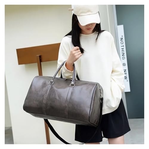 Travel Bag Travel Bag For Men Leather Shoulder Large Capacity HandBag Women Duffle Leisure Crossbody Bag Sports Pack(Brown)4