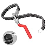 オイルフィルターレンチ チェーンタイプ 対応範囲60～160 mm 13.8インチ ロングハンドル スパナ ベルト フィルターレンチ 調整可能 自動車修理ツール オイルフィルター交換 修理工具 (赤い)