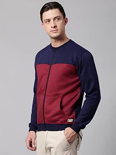 Image of Dennis Lingo Men's Cotton Blend Full Sleeves Panelled Sweatshirt - Regular-Fit, Crew Neck, and Lightweight, Casual Winterwear for Men