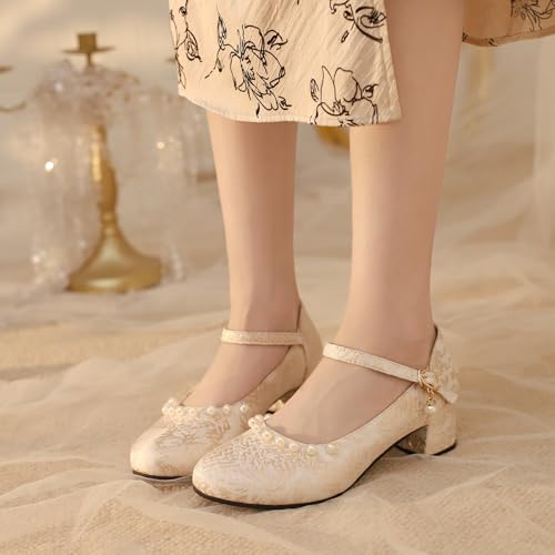 Womens Ankle Strap Wedding Closed Toe Mary Jane Pumps4