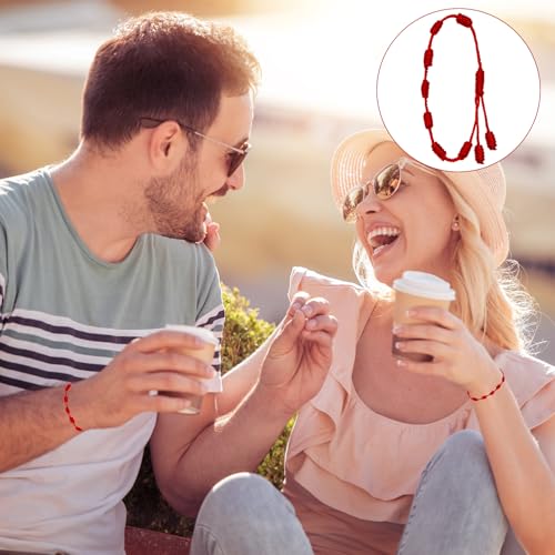 8 Pieces Red String Bracelet Set - Adjustable 7 Knot Red Cord Bracelet, Lucky Charm Bracelet Amulet for Protection, Knots String for Protection, Bracelets Knots Chain Braided for Friendship, Lovers3