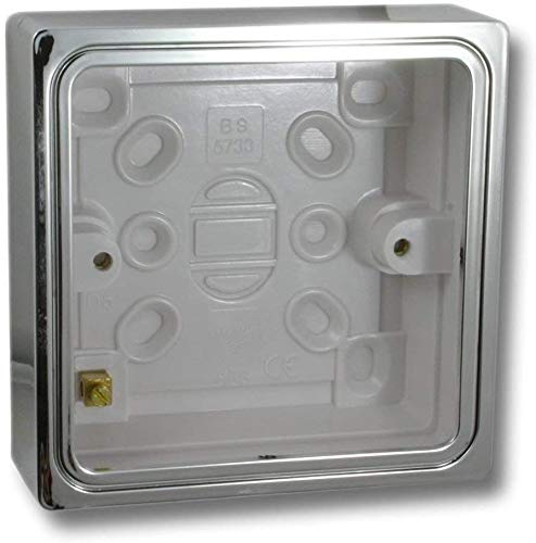 DECK INN Surface Mounted 1 Gang Pattress Wall Box Chrome Effect Finish - 25mm