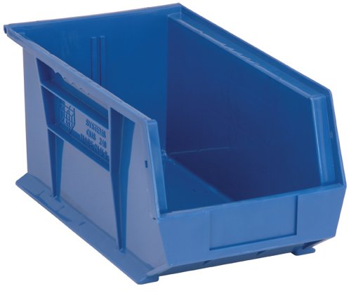 Quantum Storage Systems QUS240 Plastic Storage Stacking Ultra Bin, 14-Inch by 8-Inch by 7-Inch, Blue, Case of 12, QUS240BL