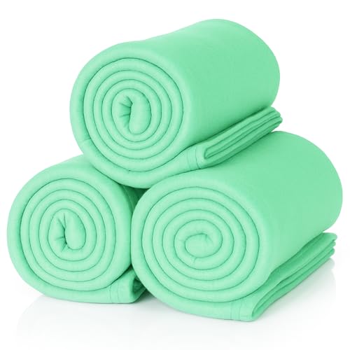 ALCLEAR 3 Stück Oeko Tex Fleecedecken, Farbe: mintgrün, tolle Größe 130x160 cm, über 200 g/m2, Sofadecke Couchdecke Wohndecke, Picknickdecke...
