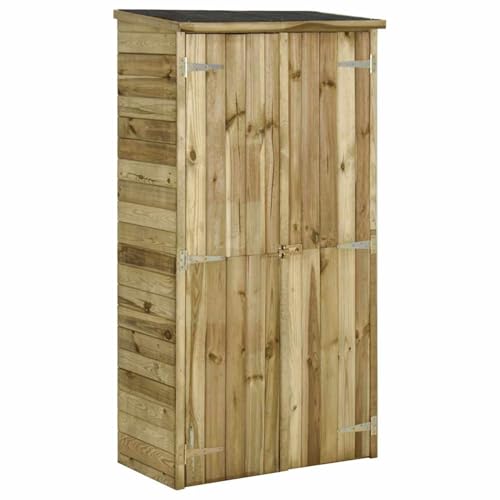 Gecheer Cobertizo Caseta de Jardín Exterior Armario Herramientas de Jardinería Caseta Herramientas Jardín Cobertizo Organizadador,con 3 estantes y 1 Compartimento Grande Madera Pino 85x48x177 cm