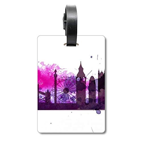 Étiquette identification valise Londres violette contre la perte