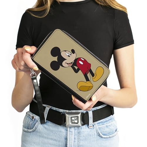 Buckle-Down Disney Wallet, Zip Around, Classic Mickey Mouse Standing Pose Yellow, Vegan Leather4