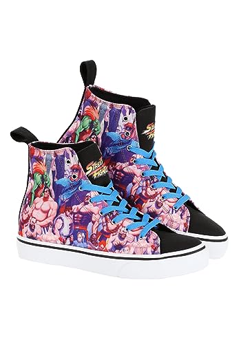 Women's Street Fighter High Top Sneakers, Arcade Pixel Character Lineup