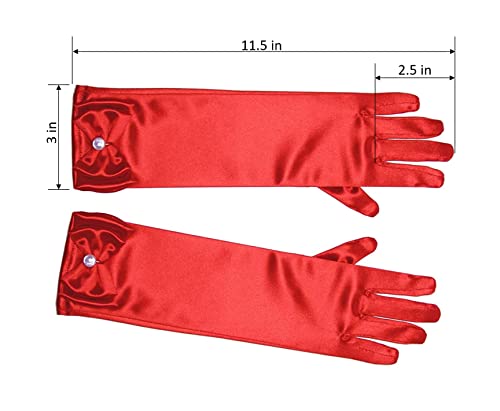 Aslana 11.5" Long Satin Gloves Bowknot for 4-9 yrs Girls Kids Flower Girls Princess Cosplay4