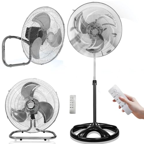 Catálogo de Ventiladores de pared Top 5. 49 Ventilador 18 Pedestal Piso Pared 3 En 1 Aspas Metálica Estructura Negro Aspas Pateado Diámetro 45 cm Frecuencia 60 Hz Material de las aspas Metal Con control remoto